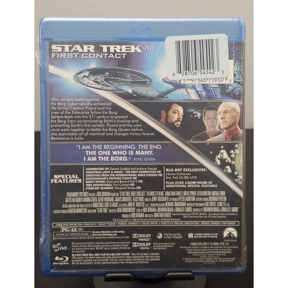 STAR TREK VIII FIRST CONTACT New Sealed Blu-ray Patrick Stewart‎ Jonathan Frakes - Picture 2 of 3